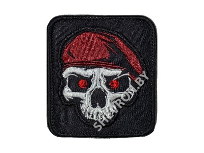 Вышитый шеврон патч Череп в краповом берете